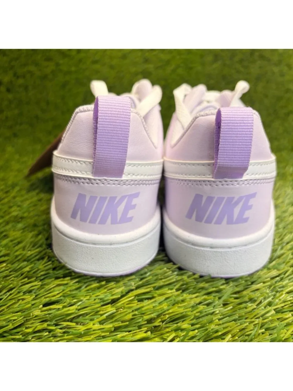 Nike Court Borough Low Girls Size 7Y Purple White Athletic Leather Shoes Sneaker